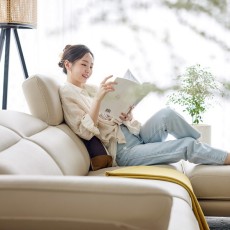 자코모 엘리쉬 멀티 4인 기능성 슈렁큰 천연면피 소가죽 소파+스툴