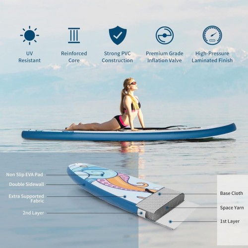 SPORFIT 스탠드 업 패들 보드 - 10 피트 / 10.5 11 x 30 인치 6 풍선 프리미엄 SUP 액세서리 & 배낭 논 슬립 데크 방수 가방 리쉬 핸드 펌프 포함 청소년